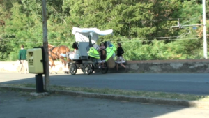 La bella mamma corre verso i suoi bimbi