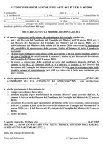 autodichiarazione corona virus