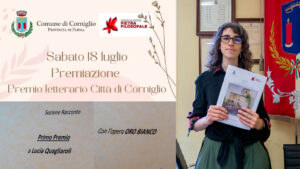 PREMIO LETTERARIO CORNIGLIO 2026 LUCIA QUAGLIAROLI PRIMO PREMIO NARRATIVA CON ORO BIANCO